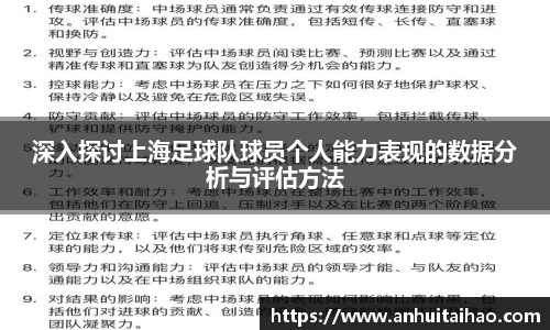 深入探讨上海足球队球员个人能力表现的数据分析与评估方法